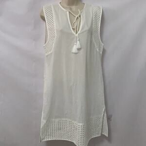 NWT ECHO DESIGNS SWIMSUIT COVERUP SUNDRESS EYETLET, EMBROIDERY‎ TASSEL SIZE M